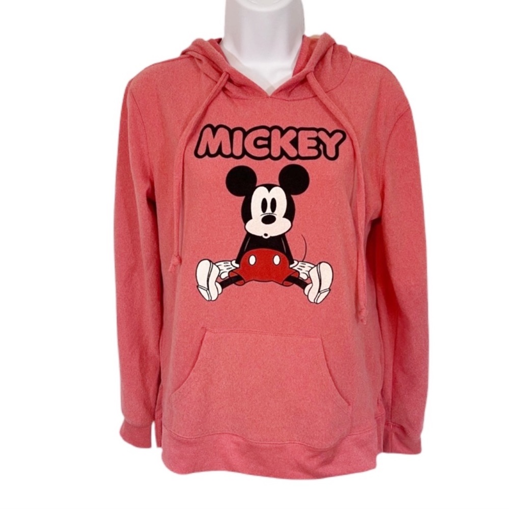 Womens Disney Mickey Mouse Hoodie Sweater M Salmon - Picture 1 of 8